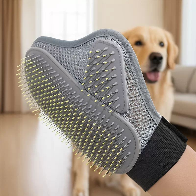 dog grooming glove, hair removal brush, deshedding glove, dog brush glove