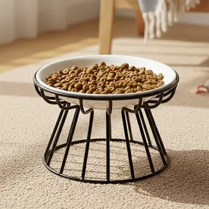 cat bowl with stand, elevated cat bowl, raised cat bowl, cat food stand, ceramic cat bowl with stand