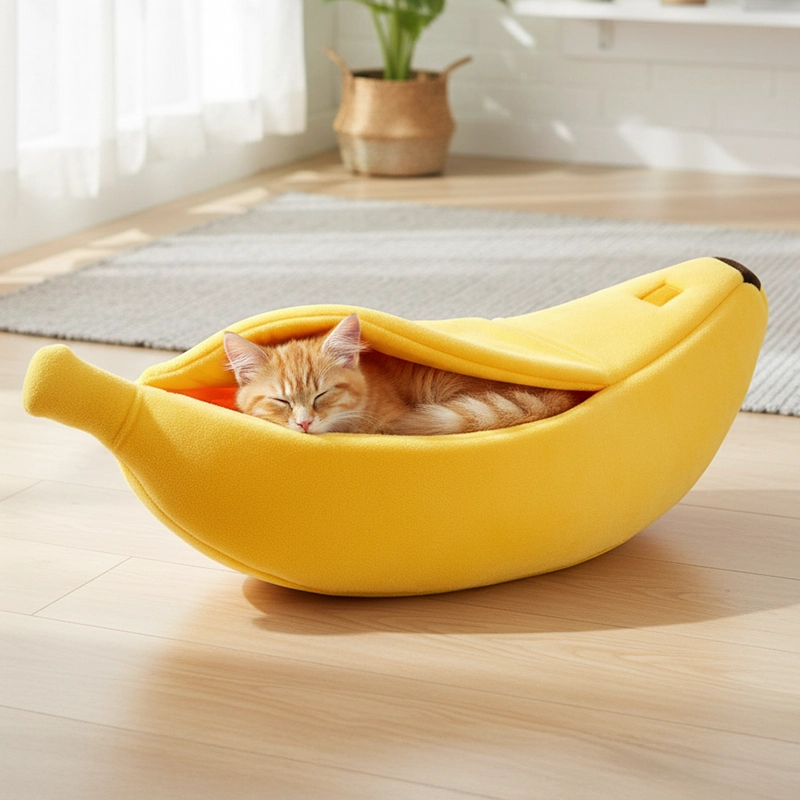banana cat bed, pet cosy nest
