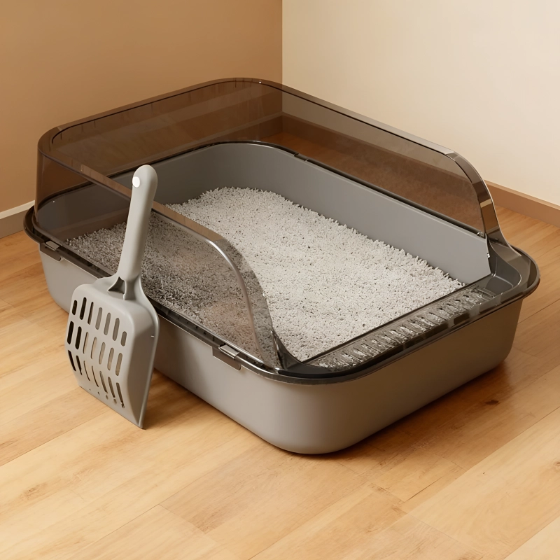 cat enclosed litter box, cat litter box ,cat sandbox, high sided litter box