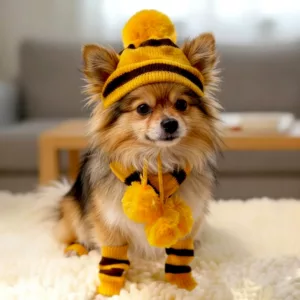 dog winter hat with ear holes, dog knitted scarf